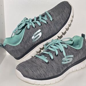 Skechers Women's Gray and Teal Athletic Shoes